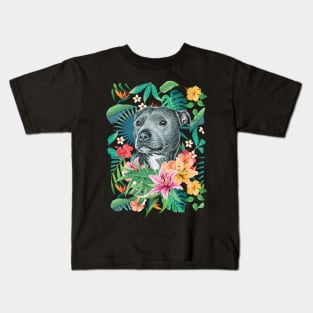 Tropical Black Pit Bull Pitbull Kids T-Shirt